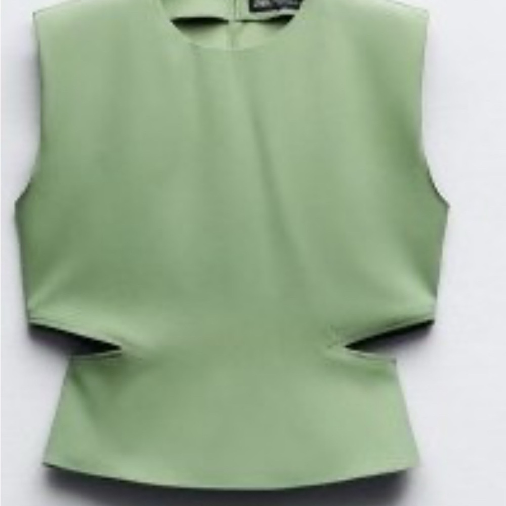 Zara Green Cut Out Blouse